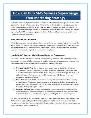How Can Bulk SMS Services Supercharge Your Marketing Strategy