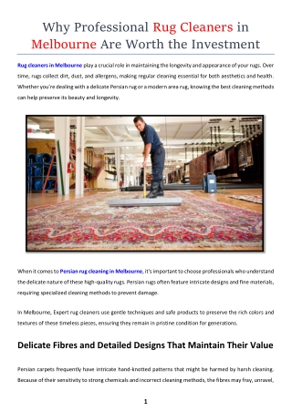 Why Professional Rug Cleaners in Melbourne Are Worth the Investment