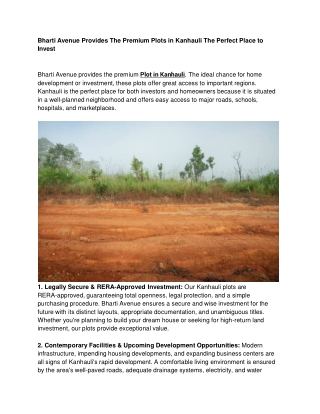 Bharti Avenue Provides The Premium Plots in Kanhauli The Perfect Place to Invest