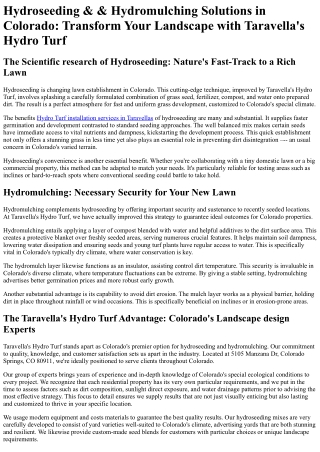 Taravellas Hydro Turf