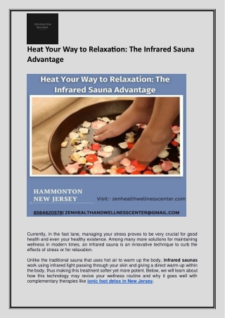 Heat Your Way to Relaxation - The Infrared Sauna Advantage