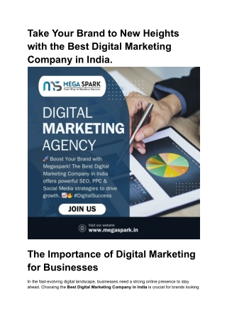 Take Your Brand to New Heights with the Best Digital Marketing Company in India.