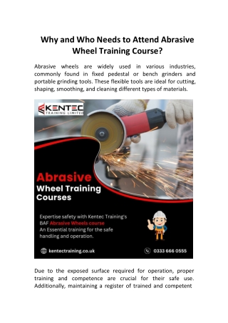 Why and Who Needs to Attend Abrasive Wheel Training Course