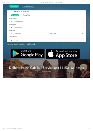 Delhi to Patna Cab Taxi Service at ₹11150 _ Solocabs