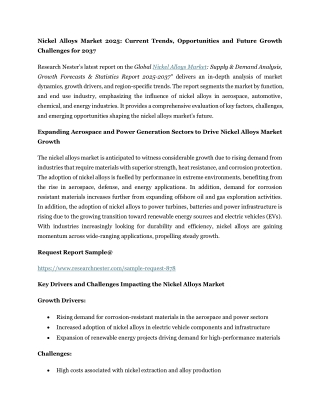 Nickel Alloys Market 2025: Current Trends, Opportunities and Future Growth
