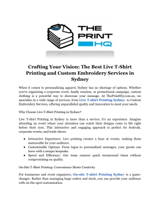 Custom embroidery services Sydney