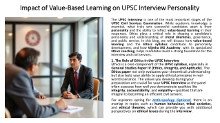 Impact of Value-Based Learning on UPSC Interview Personality