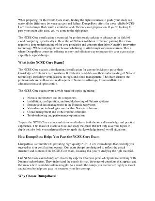 NCSE-Core Exam Dumps – DumpsBoss Gives You a Sure Pass