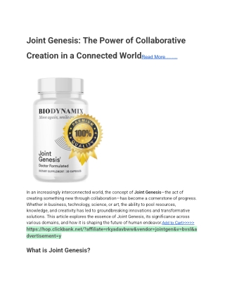 "Joint Genesis: The Ultimate Solution for Joint Health, Mobility, and Comfort"