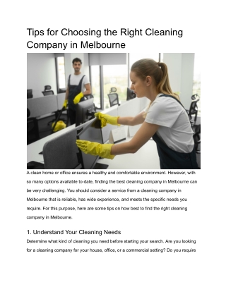 Tips for Choosing the Right Cleaning Company in Melbourne