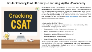 Tips for Cracking CSAT Efficiently – Featuring Vijetha IAS