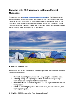 Camping with EBC Mussoorie in George Everest Mussoorie