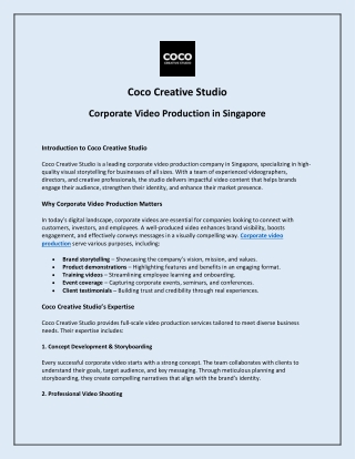 Corporate Video Production Singapore