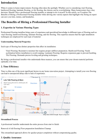 The Benefits of Hiring a Professional Flooring Installer