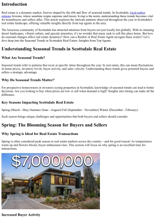 Seasonal Trends in Scottsdale Real Estate: Insights from Top Agents