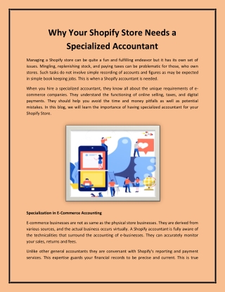 Why Your Shopify Store Needs a Specialized Accountant