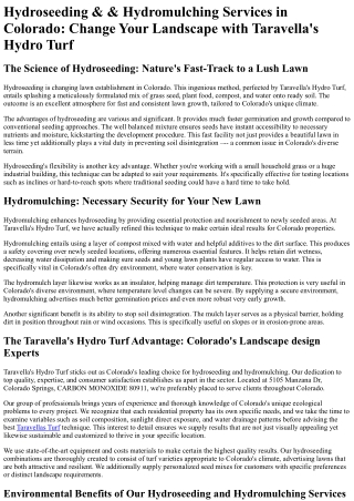 Taravellas Hydro Turf