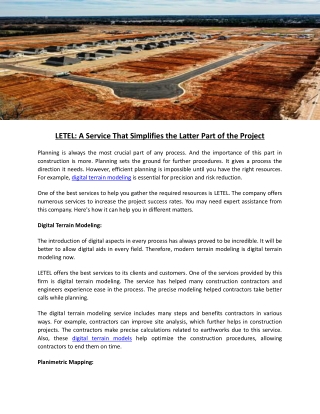 LETEL A Service That Simplifies the Latter Part of the Project