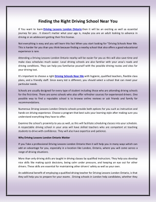 Finding the Right Driving School Near You