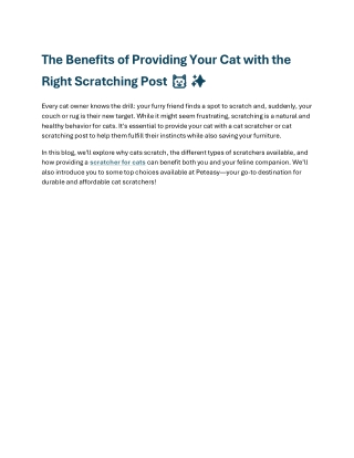 The Benefits of Providing Your Cat with the Right Scratching Post