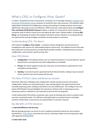 What is CPQ, or Configure, Price, Quote