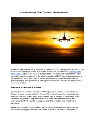 Frontier Airlines DFW Terminal   1-888-839-0502
