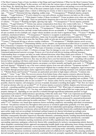 The Most Common Types of Auto Accidents in San Diego and Legal Solutions