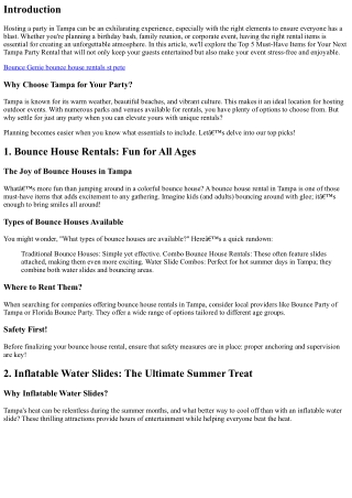 “Top 5 Must-Have Items for Your Next Tampa Party Rental”