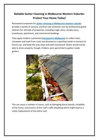 Reliable Gutter Cleaning in Melbourne Western Suburbs Protect Your Home Today