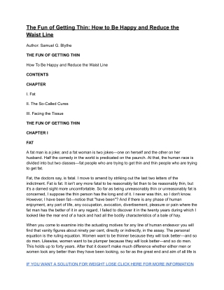 The Fun of Getting Thin