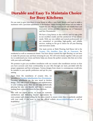 Durable and Easy To Maintain Choice for Busy Kitchens