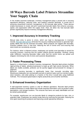 Enhance Efficiency with a Portable Mobile Printer for Barcode Label Printing