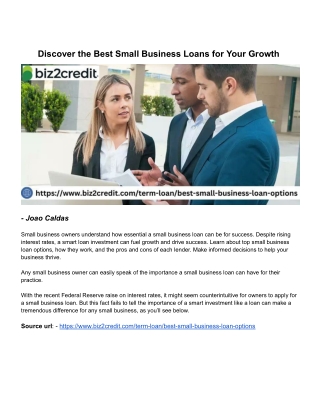 Discover the Best Small Business Loans for Your Growth