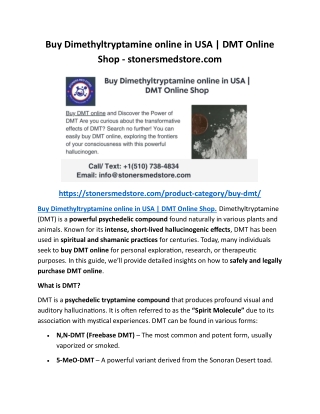 Buy Dimethyltryptamine online in USA DMT Online Shop - stonersmedstore