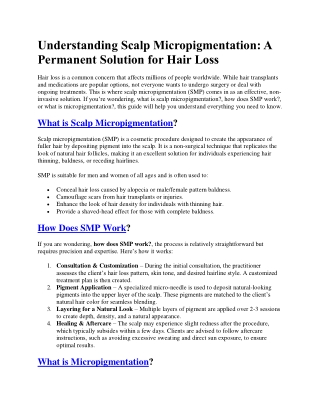 Understanding Scalp Micropigmentation