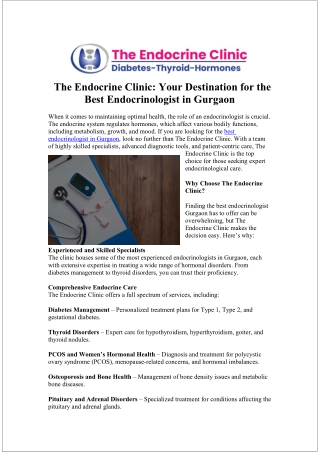 Best Endocrinologist in Gurgaon