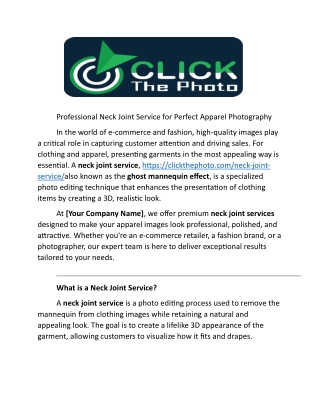 Professional Neck Joint Service for Perfect Apparel Photography