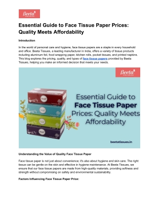 Essential Guide to Face Tissue Paper Prices_ Quality Meets Affordability