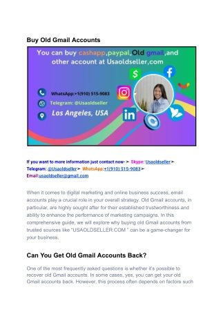 Buy Old Gmail Accounts