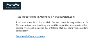 Sea Trout Fishing In Argentina | Nervouswaters.com