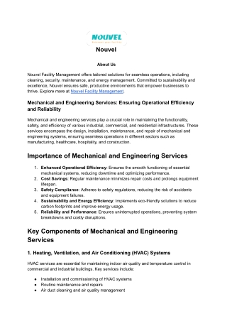 Mechanical and Engineering Services