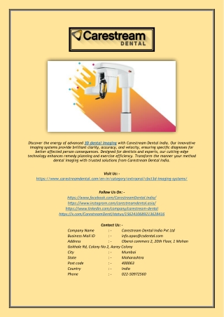 Advanced 3D Dental Imaging Solutions | Carestream Dental India