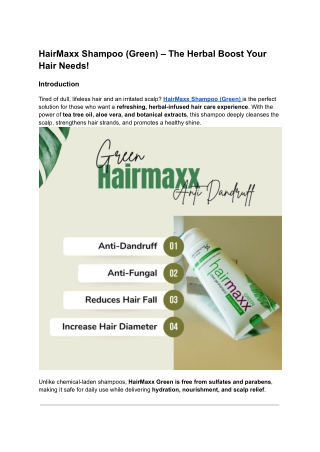 HairMaxx Shampoo (Green) – The Herbal Boost Your Hair Needs (1)