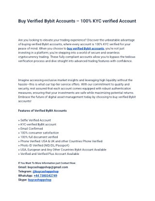 Top Unique Site To Buy Verified Bybit Accounts In 2025