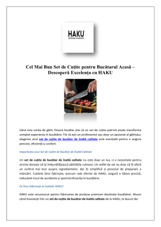Cel Mai Bun Set De Cuțite De Bucătar | HAKU