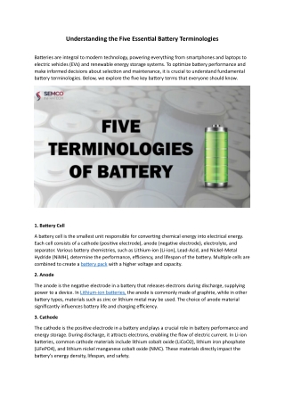 Understanding the Five Essential Battery Terminologies