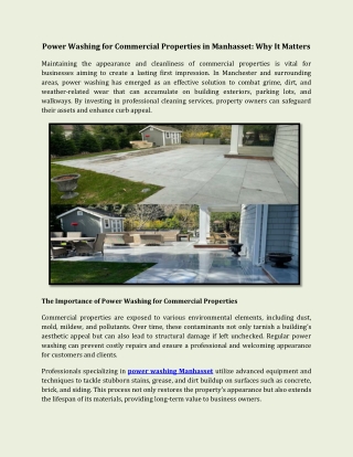 Power Washing for Commercial Properties in Manhasset Why It Matters