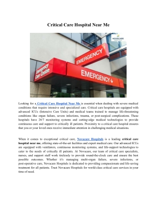 Critical Care Hospital Near Me