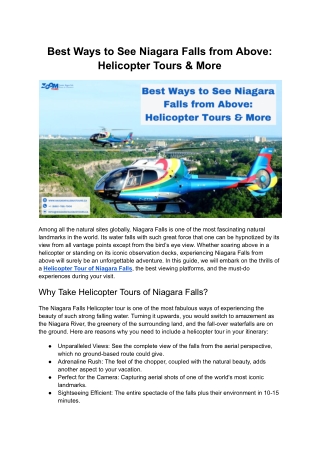 Best Ways to See Niagara Falls from Above: Helicopter Tours & More