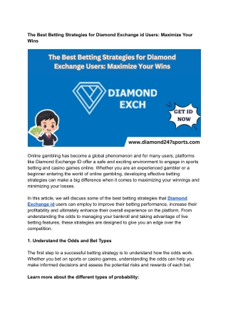 The Best Betting Strategies for Diamond Exchange Users_ Maximize Your Wins